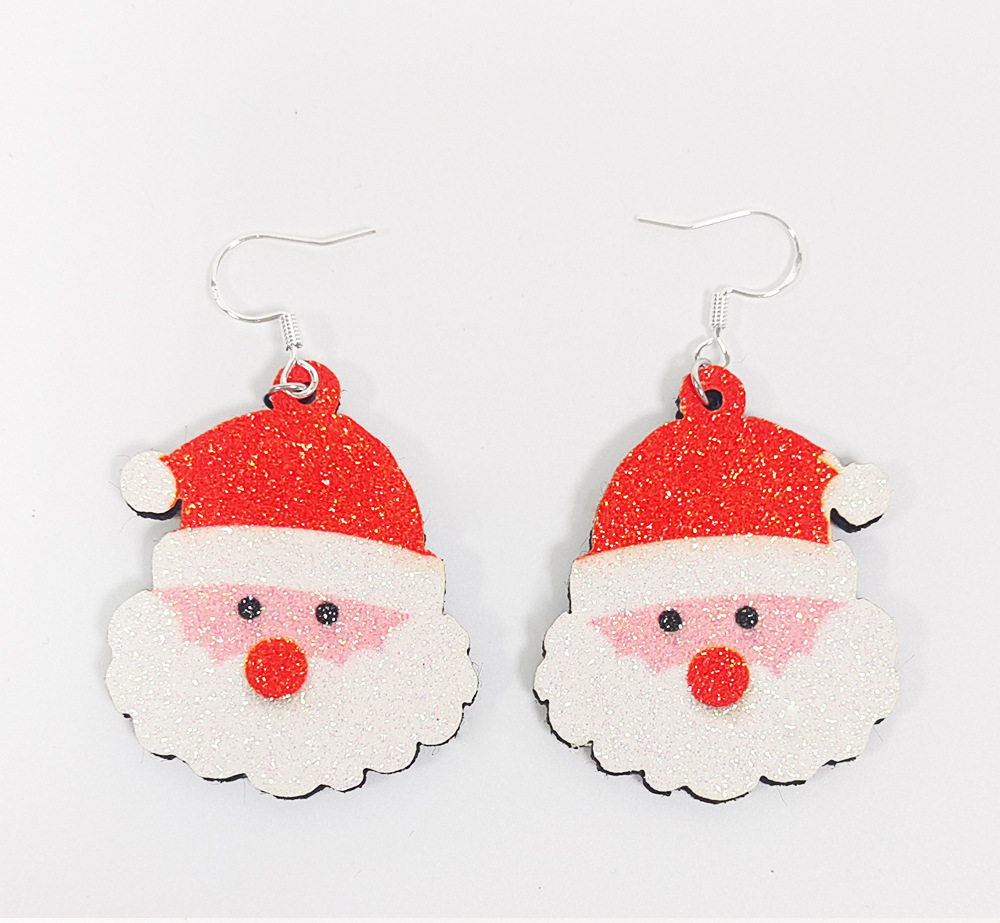 Neu Baum Santa Funkelnden Anhänger Cartoon Silber Überzogene Ohrringe_voghion.com