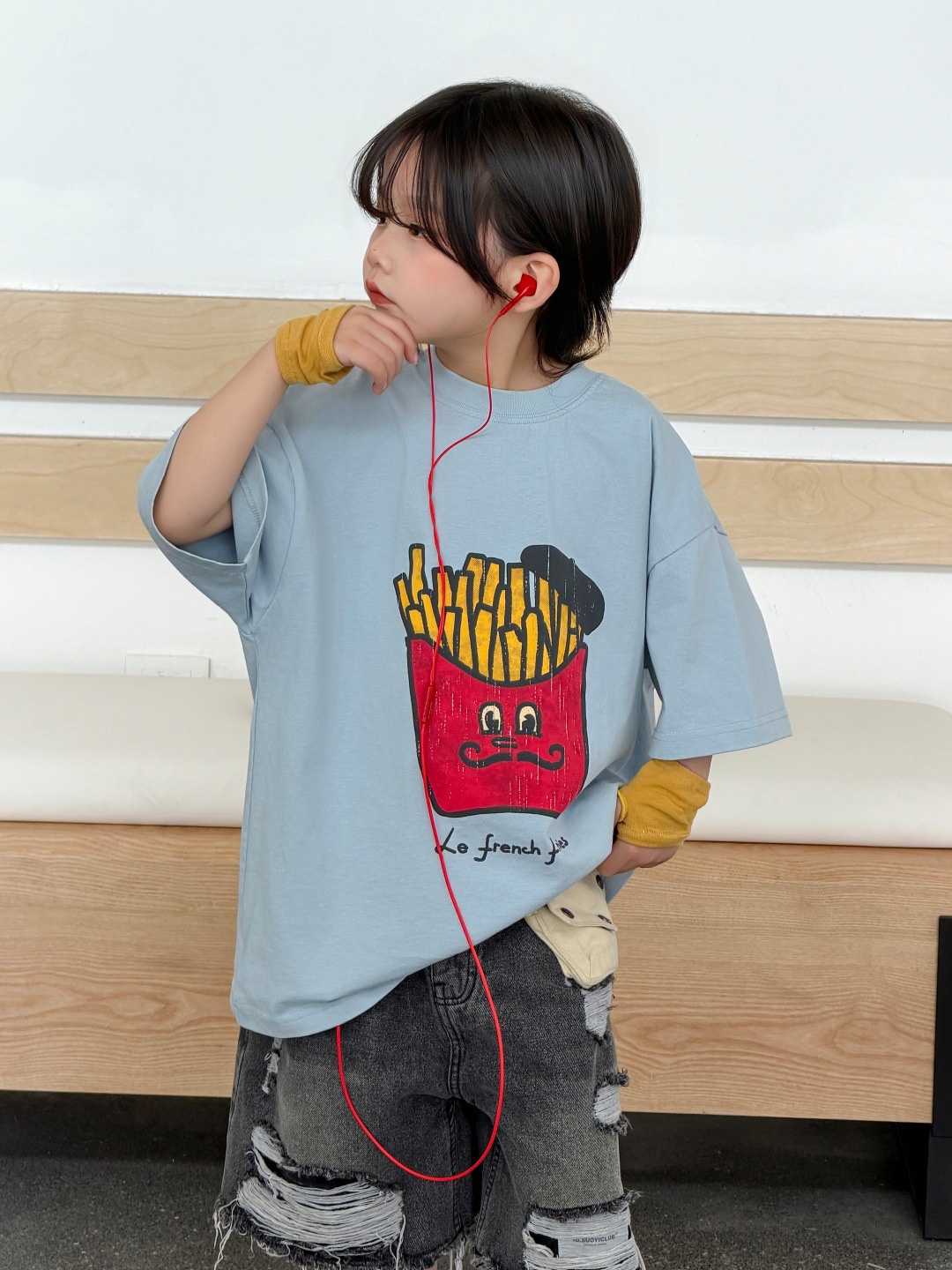 Summer children's cartoon short sleeve T-shirt with a round collar…