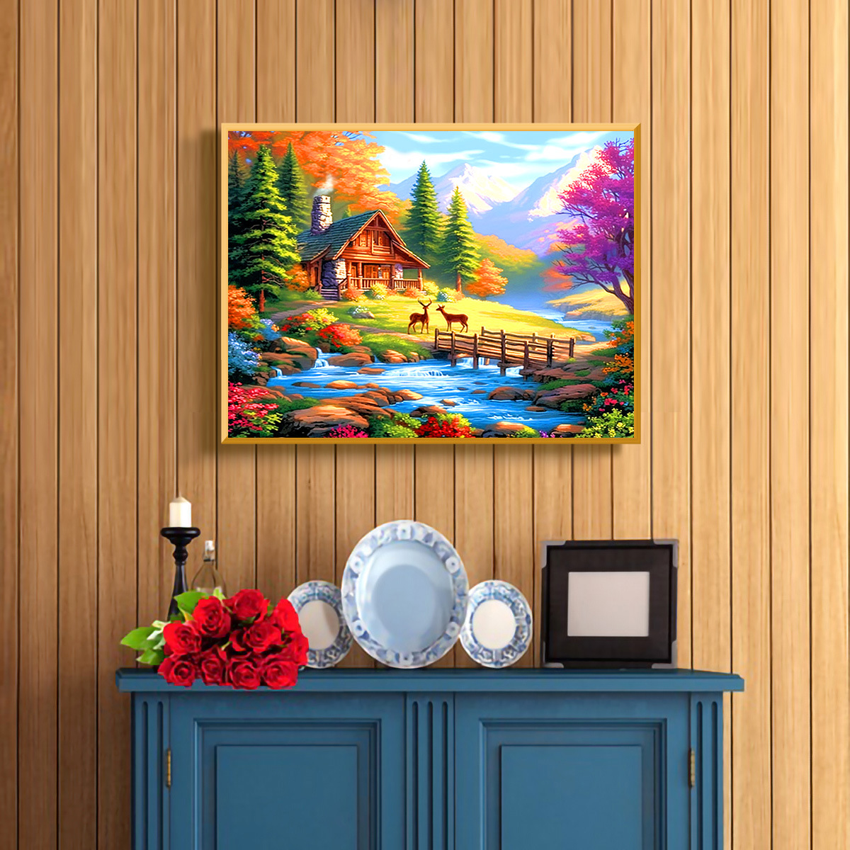 Amazon Hot Sale Forest Cottage Nuevo estilo hermoso fantasía bordado de cruz piezas DIY material paquete bordado