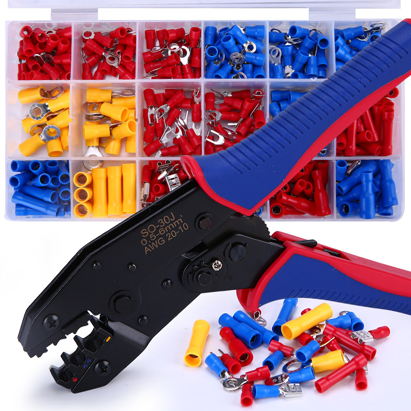 电工省力手动接线钳9寸HS-30J预绝缘冷压端子棘轮式压接钳压线钳