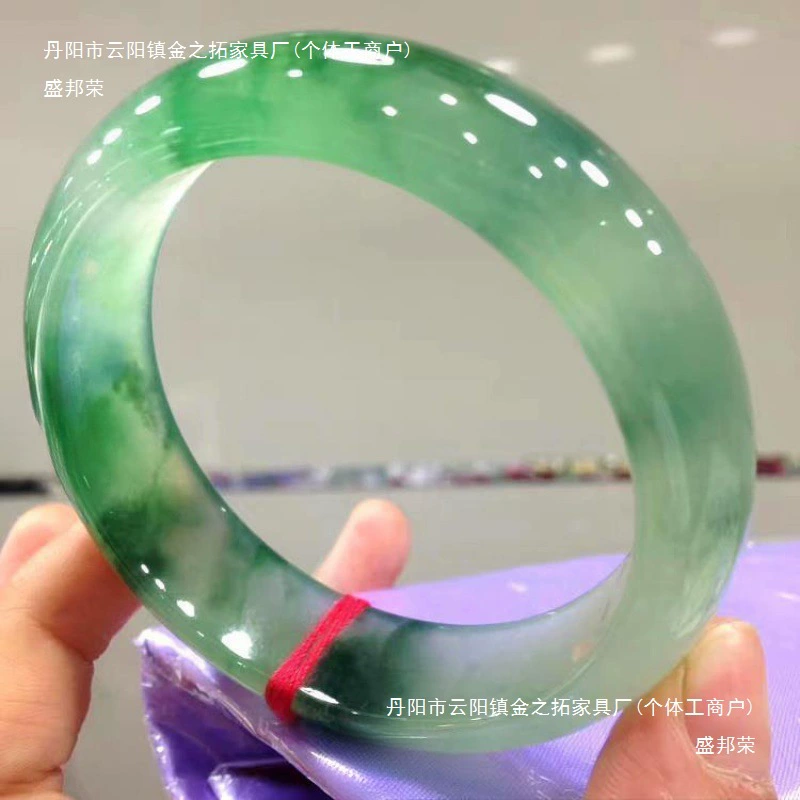 Браслет из бирманского жадеита ледяного типа. Браслет из бирманского светло-зеленого жадеита с плавающим цветком старого шахта класса А для женщин, свежий и сладкий стиль.