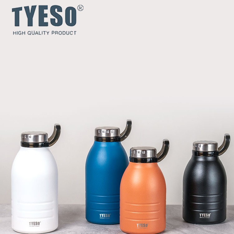 Tyeso Taishuo 대용량 밀짚 보온병 컵 크로스 보더 스포츠 배꼽 컵 남성과 여성 야외 휴대용 스테인레스 스틸 냄비