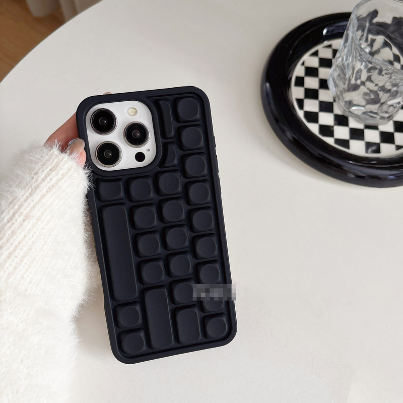 Black transparent keyboard mobile phone shell material for Apple 16promax decompression TPU material drop-proof protective cover