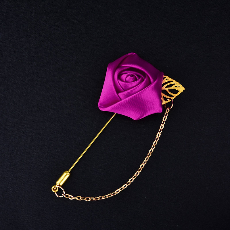 Broche de marié en chaîne de roses, style chinois, couleur unie, multicolore, badge d'hôte pour événement, décoration de mariage_voghion.com