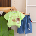 童装夏季新款儿童短袖棉男女童T恤卡通口袋小熊短袖韩版两件套潮