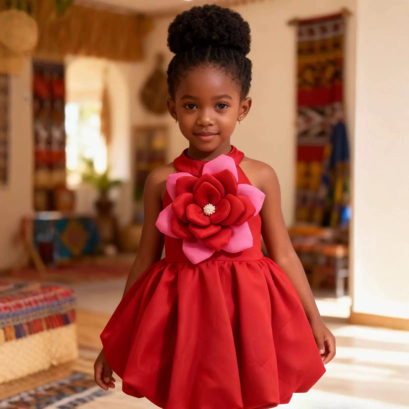 ins速卖通儿童礼服女宝公主裙粉色花朵生日裙小女孩花童连衣裙