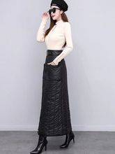 加厚羽绒棉半身裙女冬季新款挡风保暖一片式冬裙包臀裙A字裙