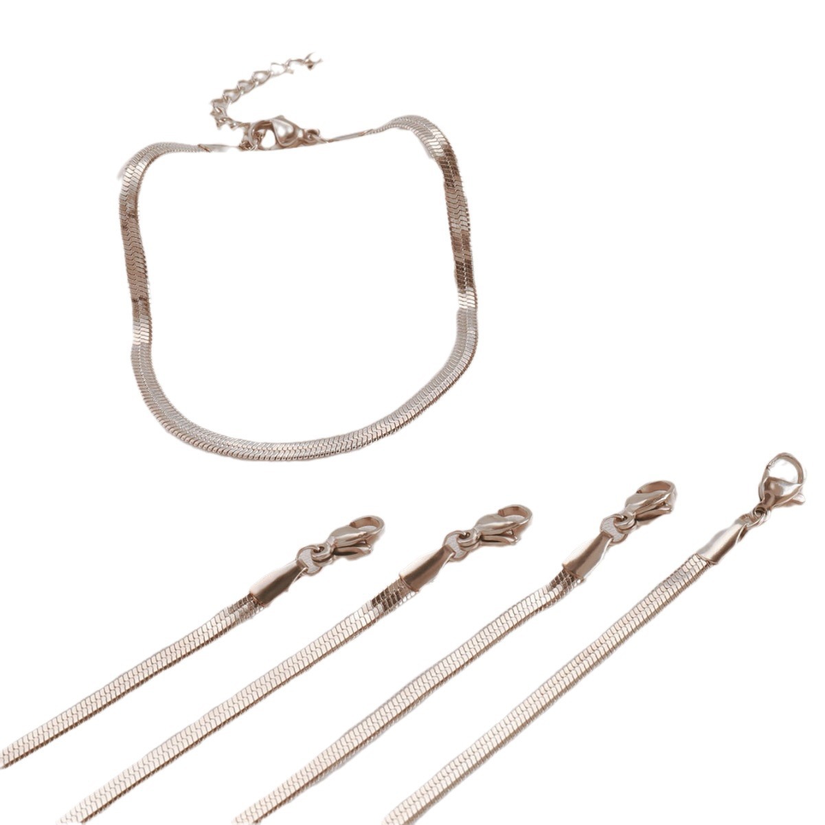 Pulsera de acero de titanio Pulsera de serpiente redonda de serpiente plana de lujo simple y ligera