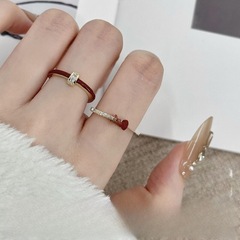 Anko Red Ribbon Ring for Women S925 Pure Silver Whitening Quality Niche Design High-End Light Luxury Ring