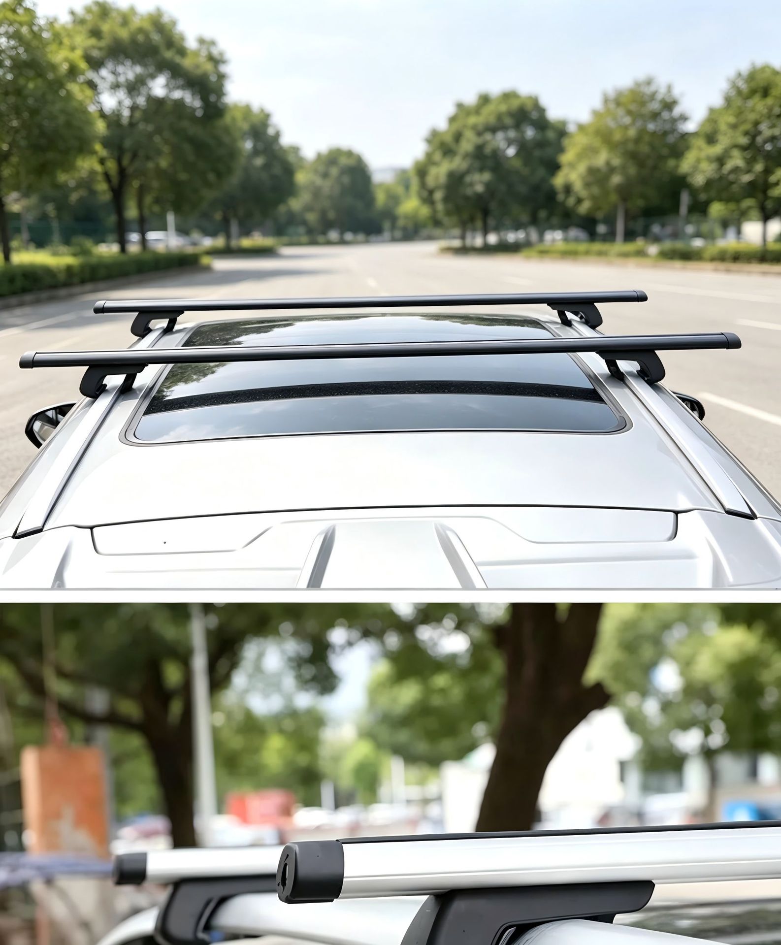 Universal Aluminum Alloy Roof Rack Crossbar for Suv Off-Road Vehicles, with Lock, No Drilling Required, Heavy-Duty