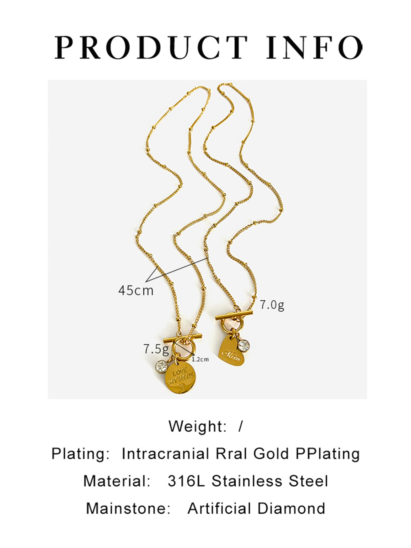 11g Weight 316L Stainless Steel Letter Heart Shape Waterproof Non Tarnish Surgical Steel Simple Style Classic Style Cuban Link Chain Curb Chain Pendant Necklace For Women's