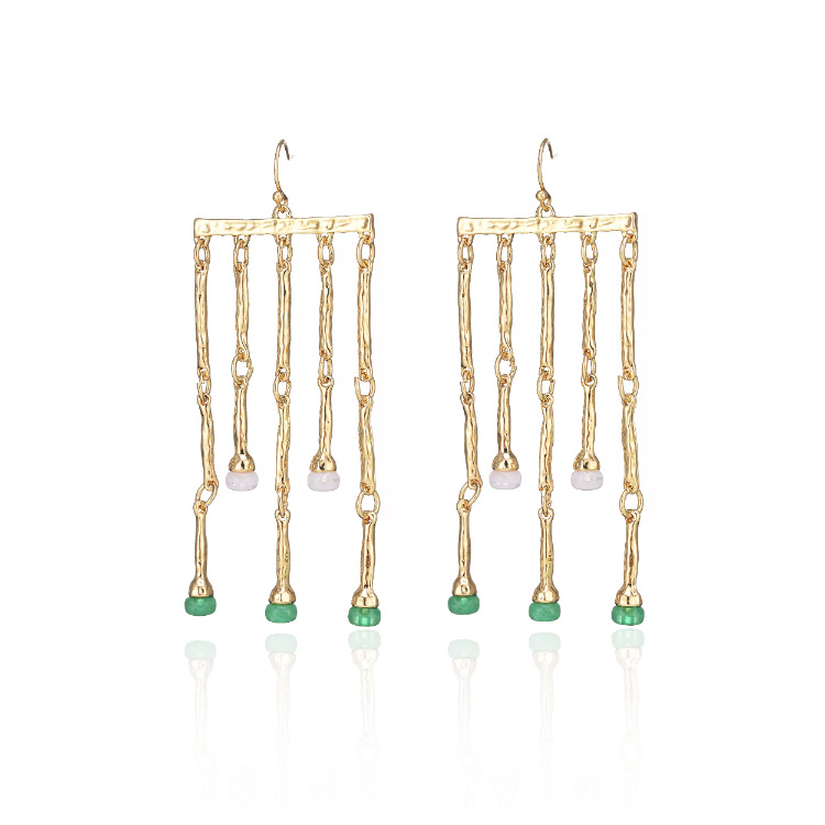 Nihaojewelry Jewelry New Geometric Gold Acrylic Beads Alloy Earrings Wholesale display picture 2