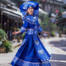 广西壮族服装女三月三成人迎宾瑶族苗族舞蹈服饰少数民族演出服饰