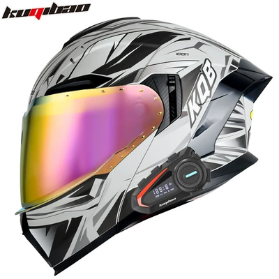 Motosiklet kaskı (dəbilqə) – 3C Certified Full-Face Helmet - matte-with-k20-bluetooth-with-red-plating-m