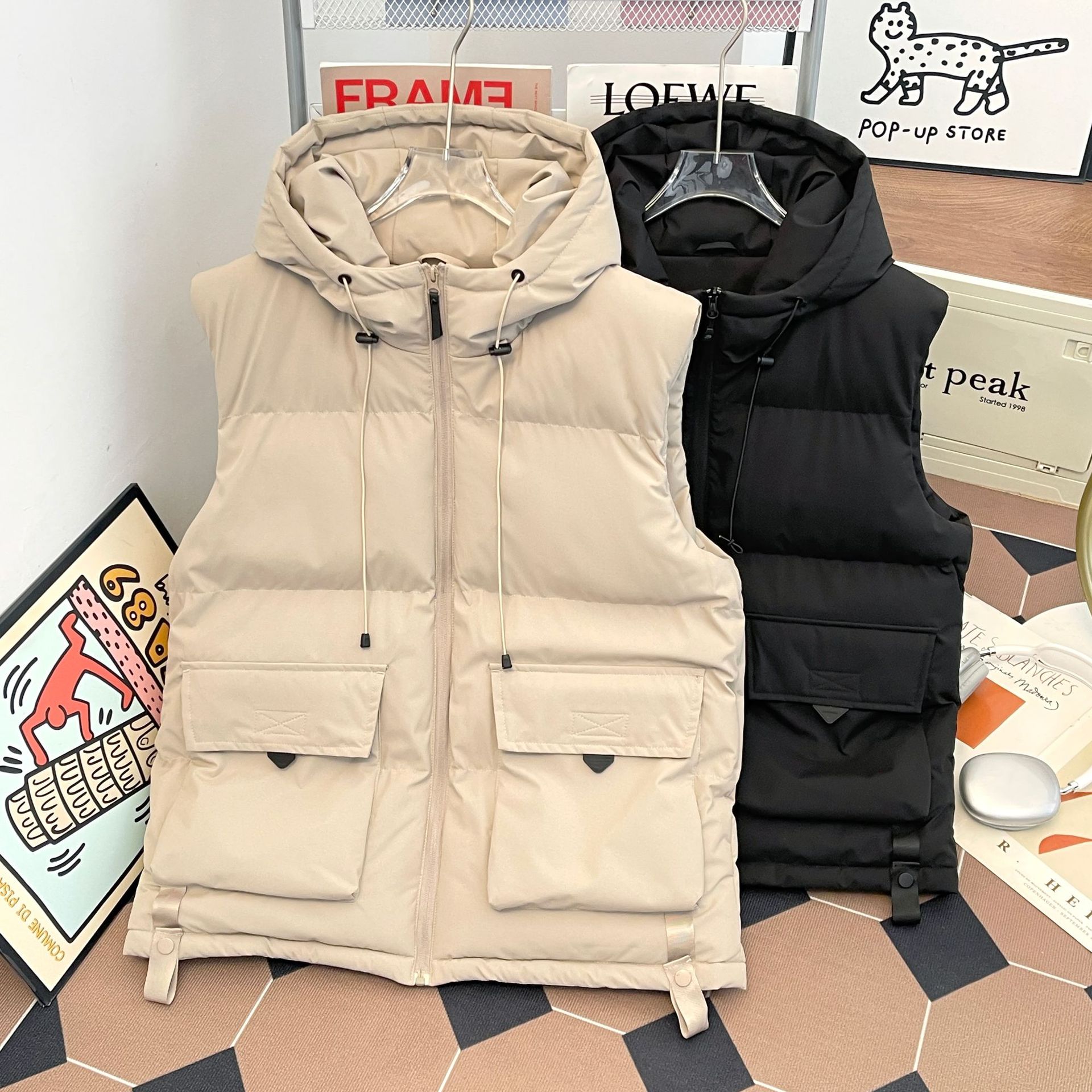 Transfronterizo otoño y invierno chaleco de hombre chaleco de color sólido marca de moda coreana engrosado hombre caliente bolsillo de hombro de pareja image 4
