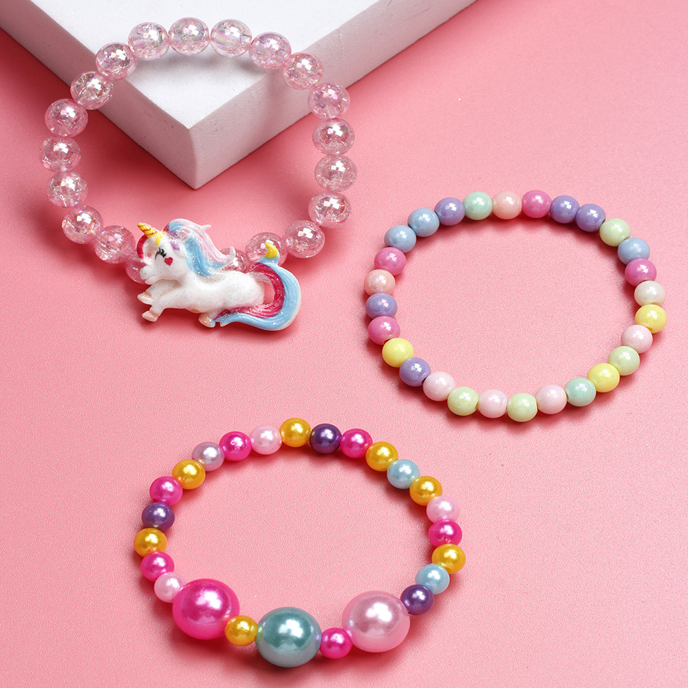 Cartoon Style Unicorn Plastic Beaded Bracelets
