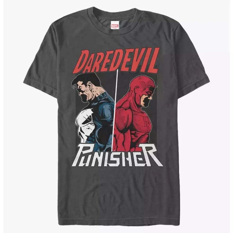 Pure Cotton Short-Sleeved T-Shirt for Men, Daredevil Comic Print, Marvel Casual Plus Size Vs New Punisher T-Shirt, Marvel Genuine Pure Cotton Short-Sleeved T-Shirt for Men, Daredevil Comic Print, Marvel Casual Plus Size Vs New Punisher T-Shirt, Marvel Genuine