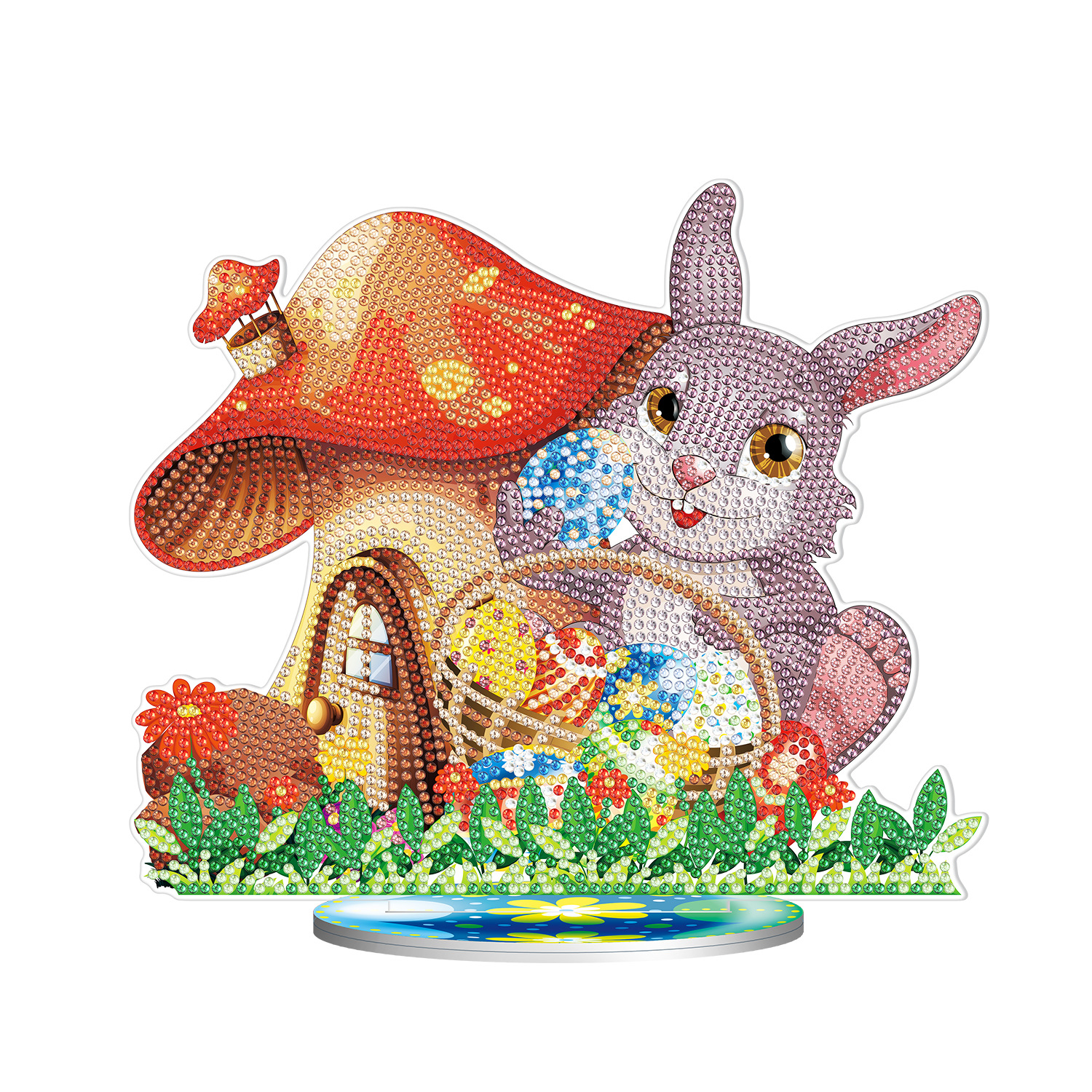 Diamante alrededor de la pintura de Pascua nuevo DIY adornos de tarjetas de taladro 5D huevo de conejo adornos decorativos