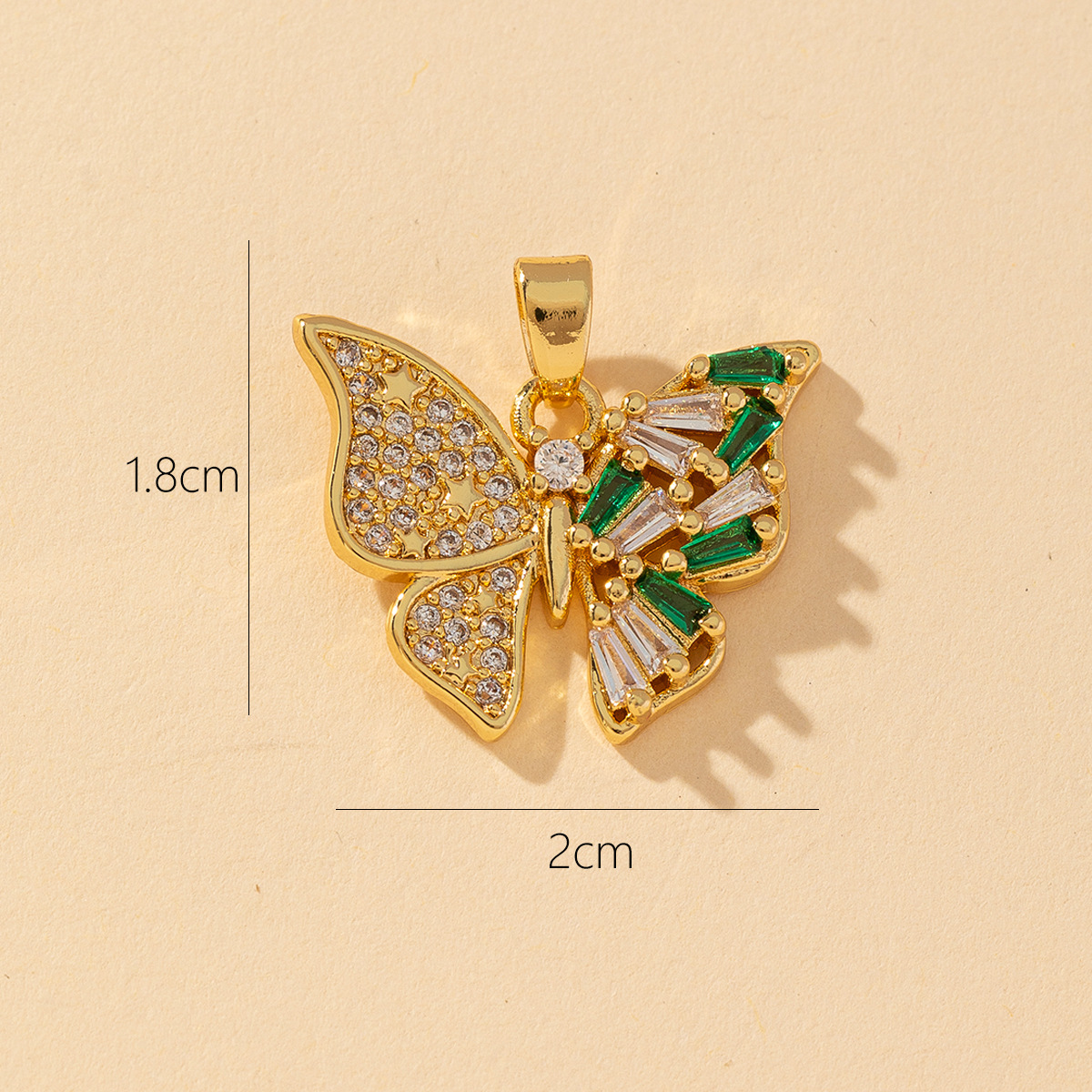 1 Piece Copper Rhinestones Butterfly Pendant display picture 2