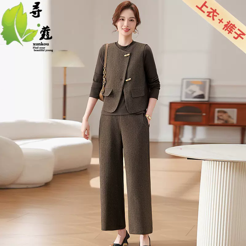 中老年妈妈装新款衣服40岁洋气气质婆婆装60岁中年人套装婆婆装春