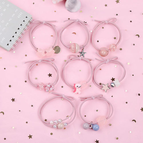 8-Piece Set Storage Bag for Hair Ties, Cute Princess Style, Hair-Friendly Small Elastics, Super Ethereal Hairbands, Women's Korean Version, Simple Hairbands