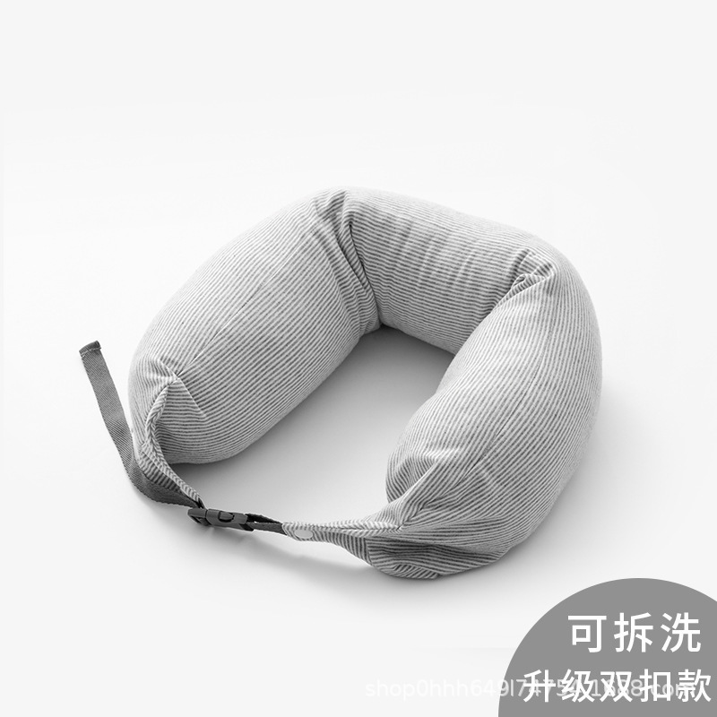 日系u型枕汗布首枕縞泡粒子枕旅行家無印金はロゴ付き首枕|undefined