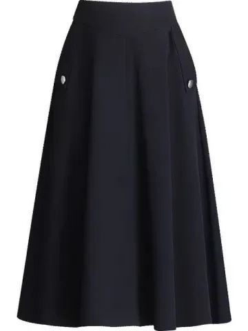 Spring 2025 New Pockets Word Skirt Mid-Length Elegant Versatile Elastic Waist Semi-Cut Skirt for Girls and Boys