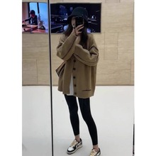 2025秋冬新款女装小香风洋气中长款针织开衫女宽松慵懒风毛衣外套