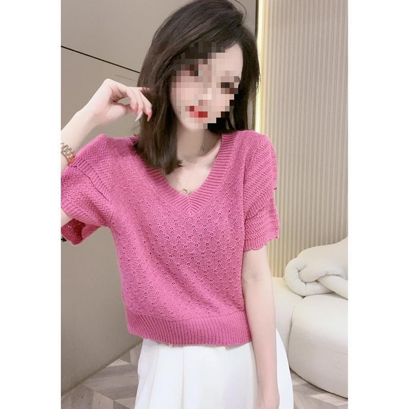 Áo thun nữ cổ tròn tay ngắn kiểu Pháp ren hở lưng mỏng mùa hè — B5-05=giá trị thông số Kd, (cài 2) chi tiết 5