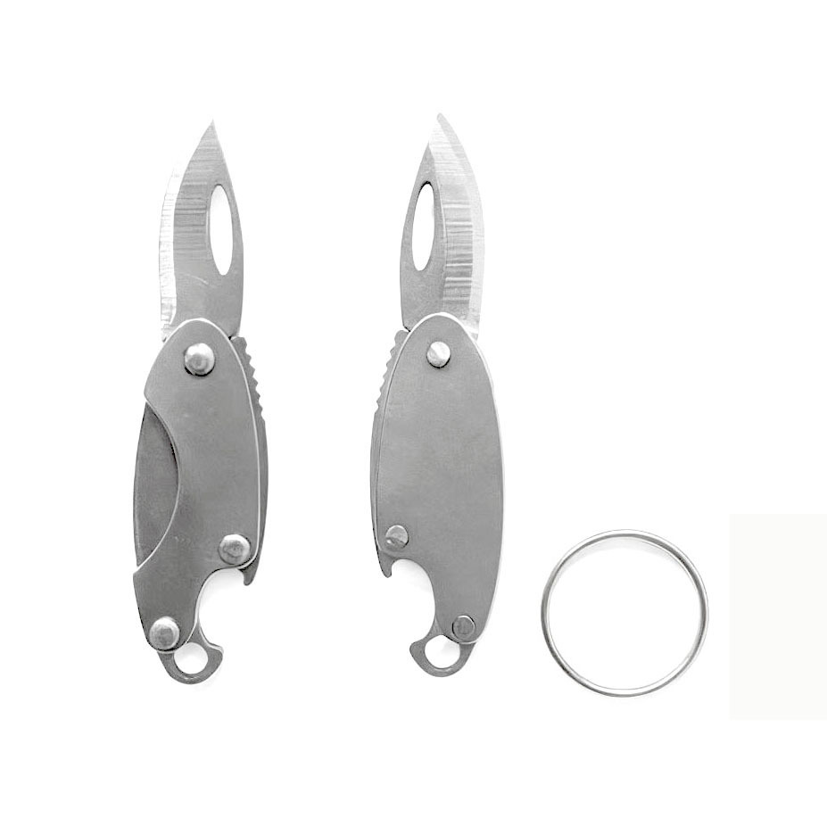 Mini Stainless Steel Folding Knife With Bottle Portable Keychain Pendant, Package Opener, Sharp_voghion.com