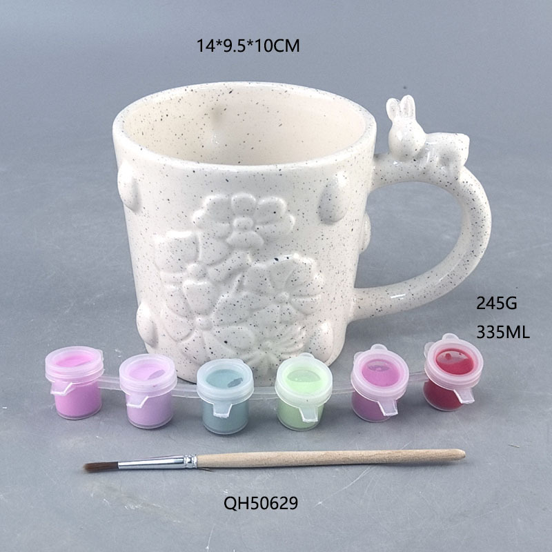 Cerámica DIY relieve taza de flores A