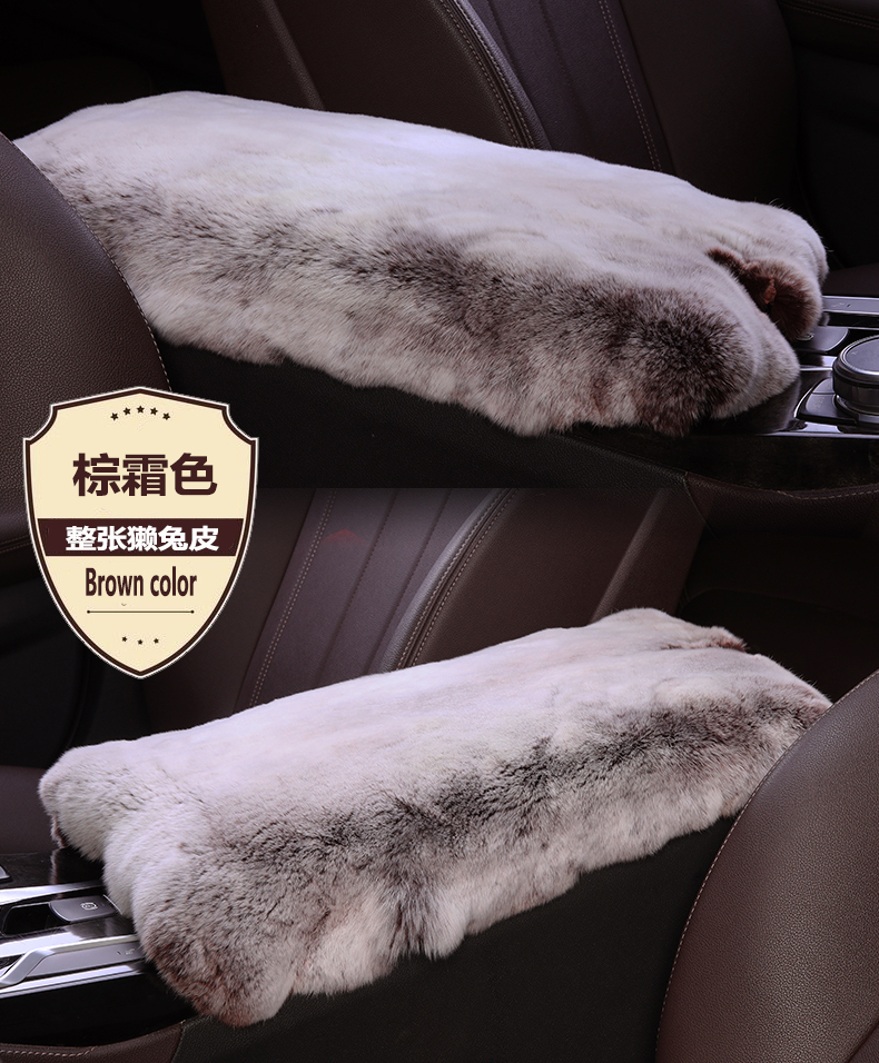 Rex Rabbit Fur Car Armrest Box Pad Winter New Style Universal