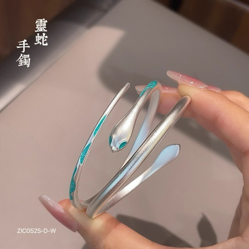 Cupronickel Plated Thick Silver New Chinese Style Snake Bracelet Female Drop Glaze Design New Explosions Snake Bracelet Live for Hair