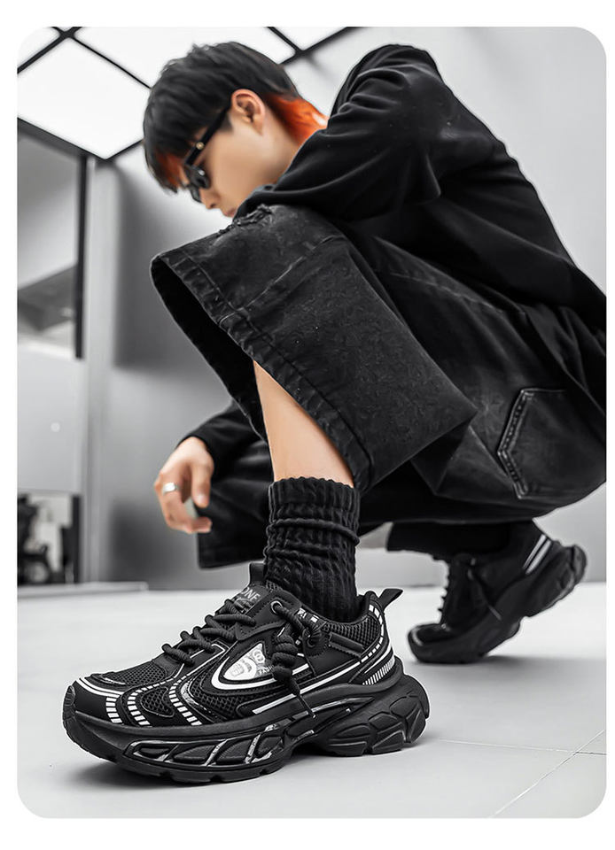 Giày sneaker dad shoes nam cỡ lớn, thân lưới thoáng khí, đế dày tăng chiều cao, gót 3–5 cm — D 71m Thẻ, D71 màu đen, D71 xám bạc chi tiết 18