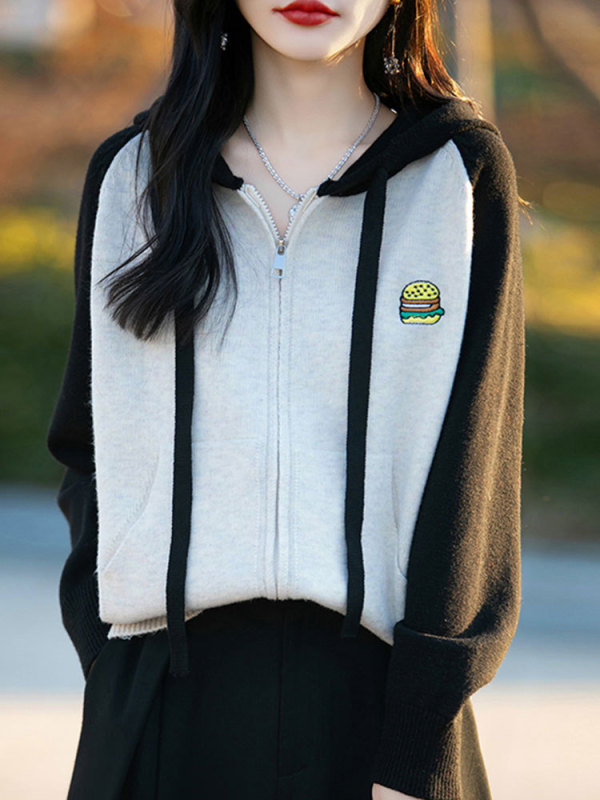 【メーカー直供】春秋の新型帽子付き刺繍カーディガンの女性ファッションがゆったりしています。|undefined