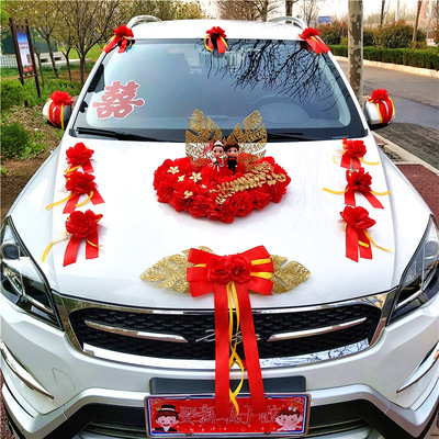 婚车装饰车头主婚车装饰结婚花车仿真花车结婚车队布置新款批发