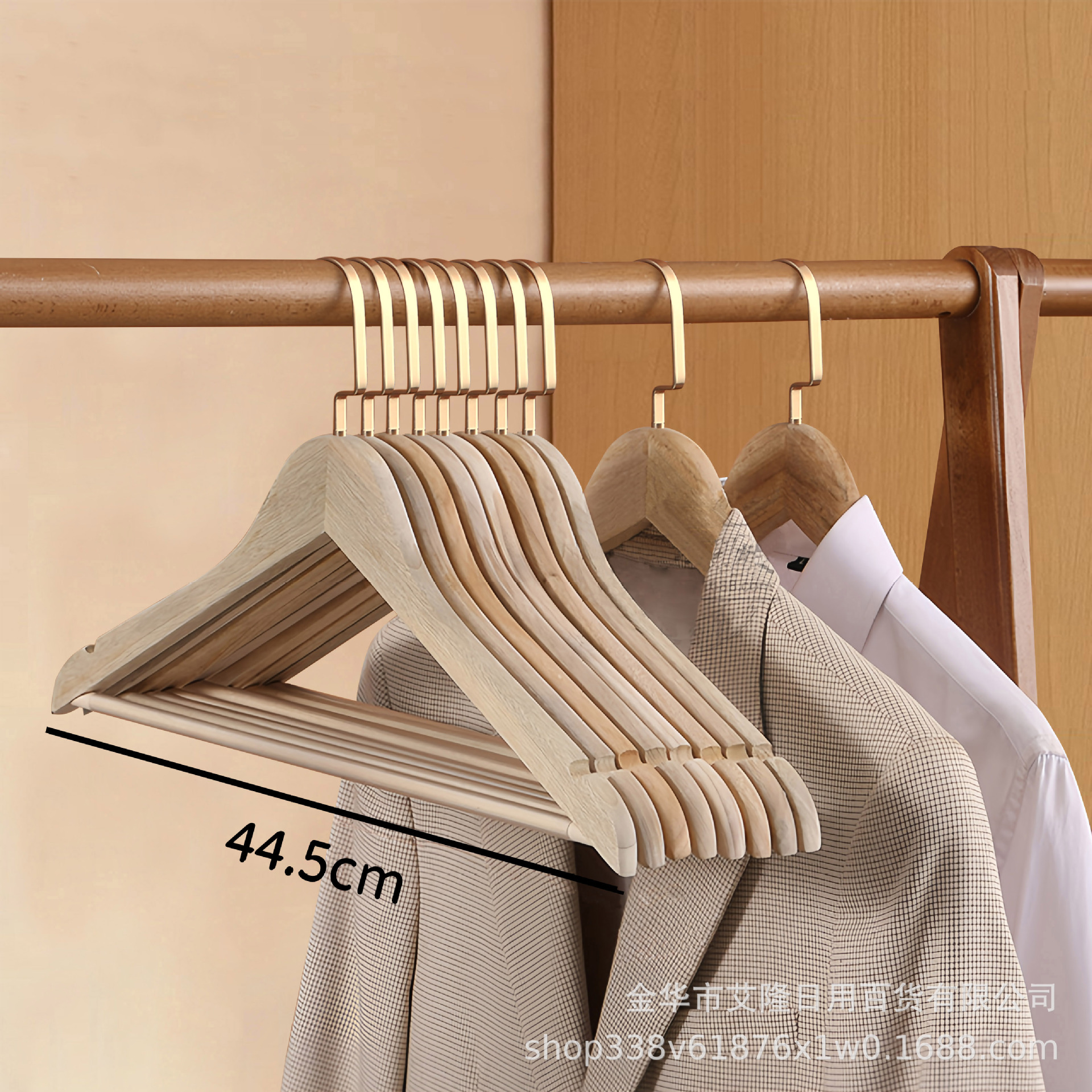 Percha de madera de alcanfor, traje, traje, ropa de madera maciza sin pintura, colgante, soporte de ropa de madera sin costuras para hotel en casa, anti-moho e insectos