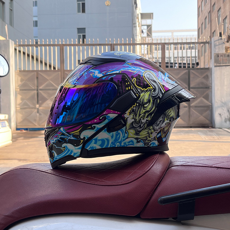 Cuatro estaciones coche eléctrico casco de seguridad cola grande superficie expuesta Jiekai 3C certificado casco de la motocicleta casco completo de la motocicleta de los hombres personalidad