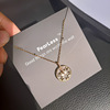 Necklace stainless steel, swan, chain for key bag , accessory, does not fade, simple and elegant design, four-leaf clover, 18 carat, internet celebrity