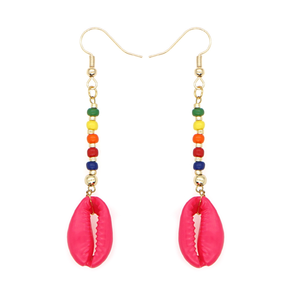 Bohemian Shell Colorful Bead Earrings display picture 3