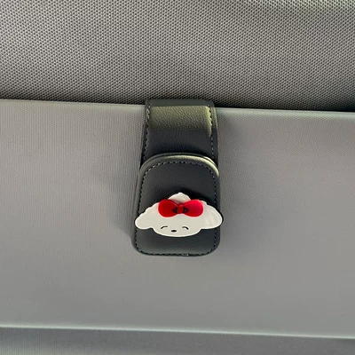 Items, Car Decoration Accessories, Car Glasses Clip/Bill Clip - red-bow-tie-cream-puppy-grey-clip-on-glasses