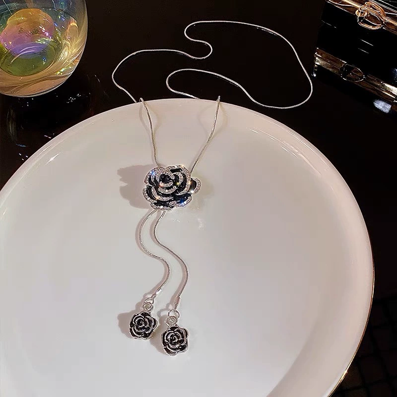 Long Pearl Necklace, Four-Leaf Clover Charms, Sweater Chain Style, 1.5 m Options
