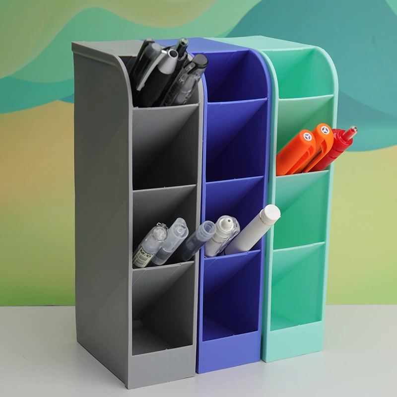 [01] Лидер продаж, Наклонный Держатель для ручек большой емкости с четырьмя отделениями, канцелярские косметические кисти, прозрачный матовый ящик для хранения.