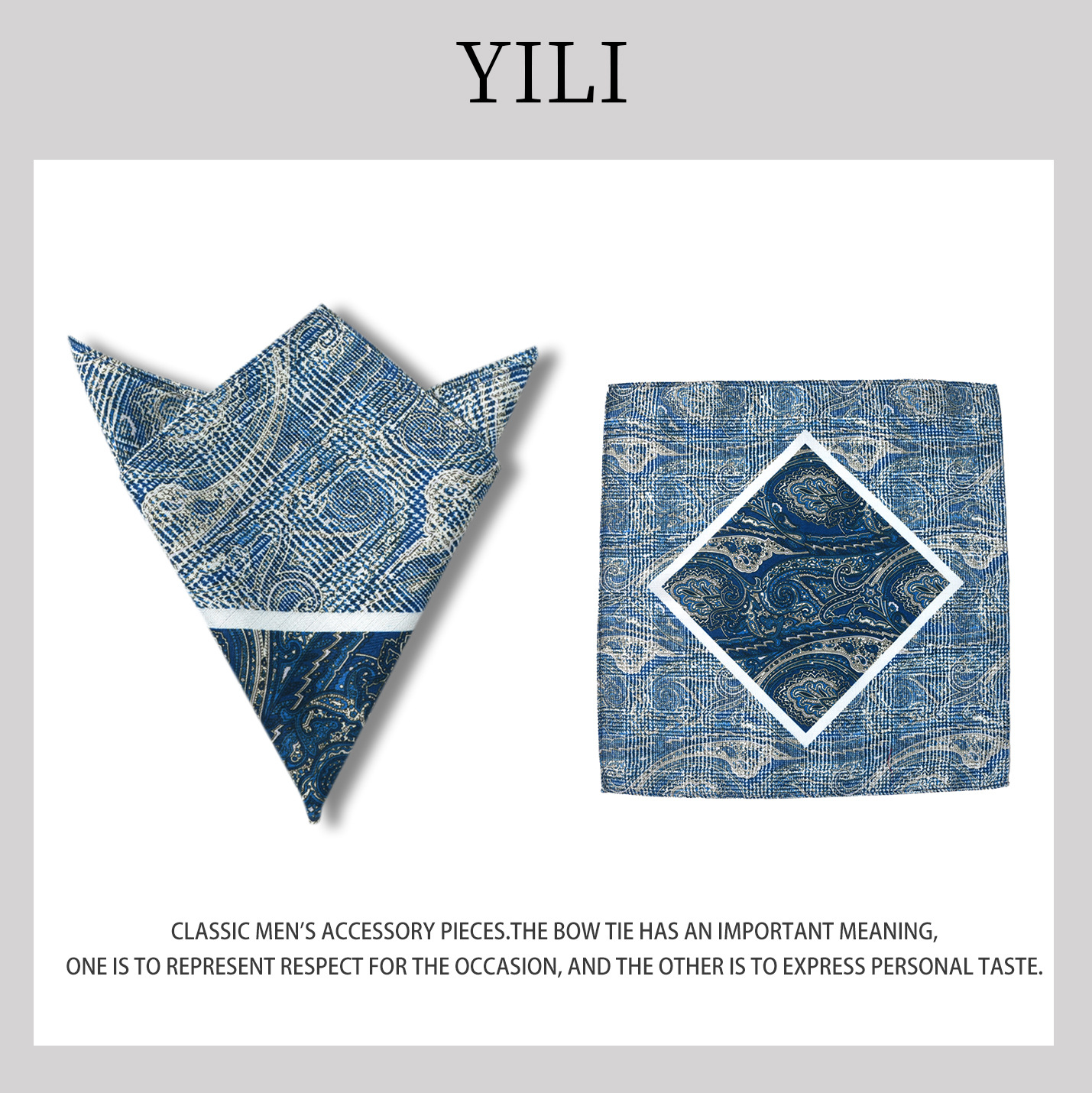Retro geometric denim blue handkerchief