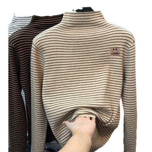 T2018 Unisex and Children's Fleece-Lined Thick Base Shirt Autumn/Winter Half-Neck Cashmere Long-Sleeve T-shirt Children's Inner Warm Top