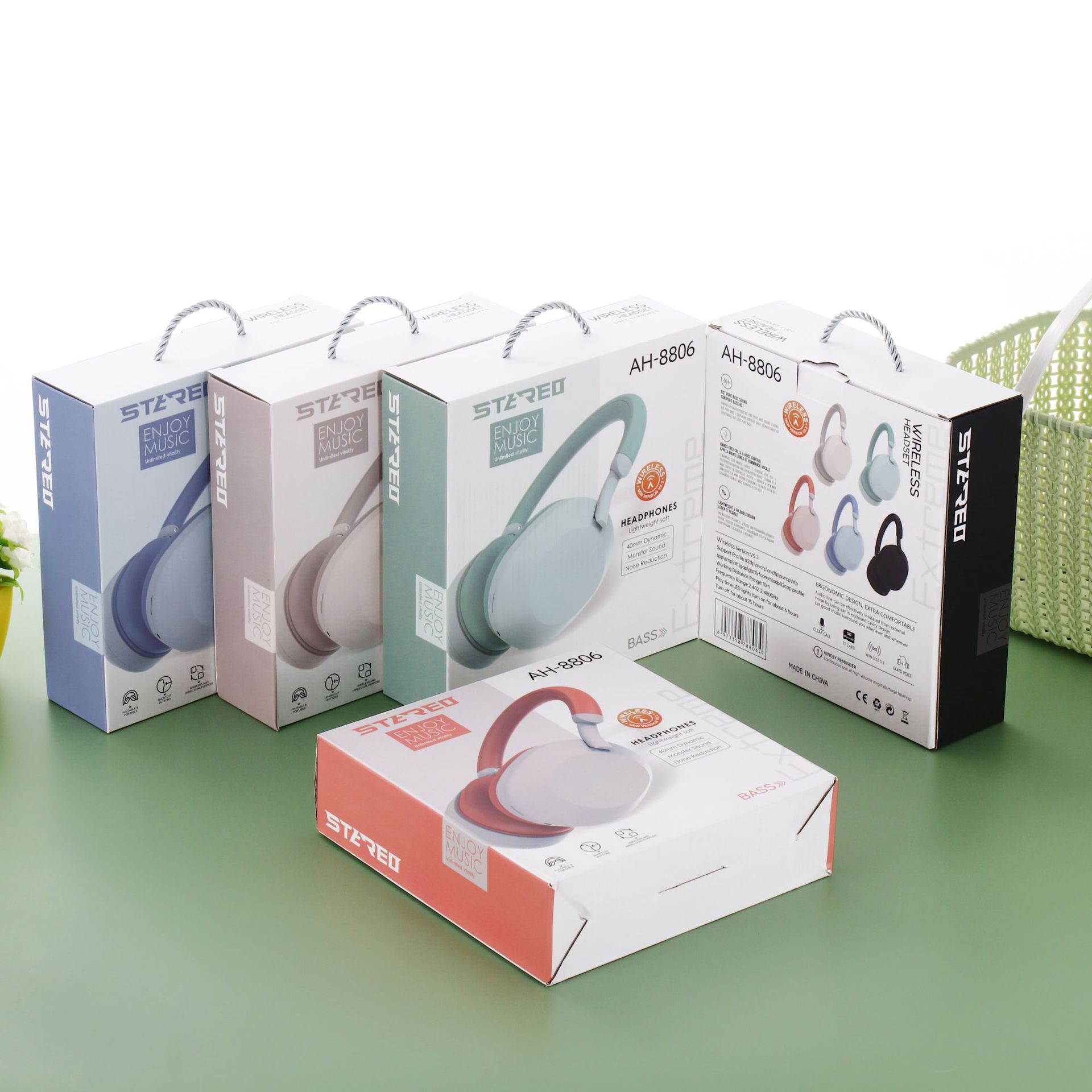 Nuevos auriculares Bluetooth auriculares Macaron contraste de color música estéreo tarjeta inalámbrica auriculares Bluetooth al por mayor