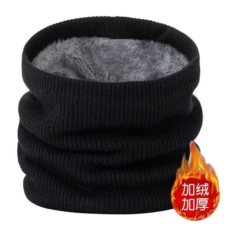 Scarf Autumn and Winter Men's and Women's Warm Knitted Wool Scarf fleece-lined Neck Protection Winter Pullover Riding Windproof Thickened Collar