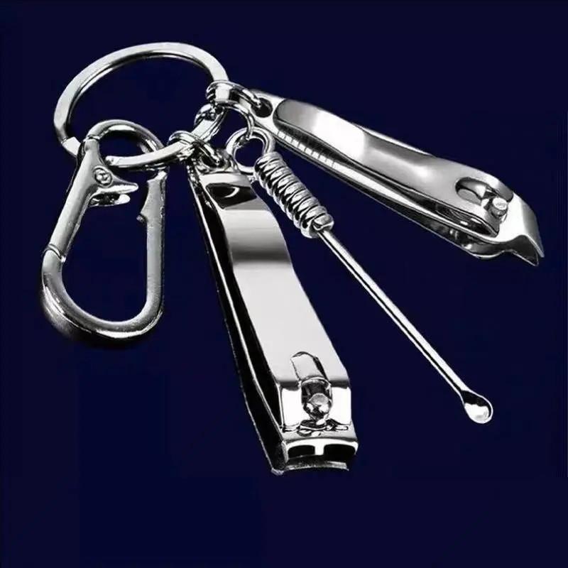 Ear Pick with Slanted and Flat Ends, Nail Clipper Keychain Pendant, Flat Nail Scissors, Household Keychain Ear Pick with Slanted End