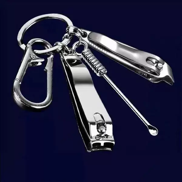 Ear Pick with Slanted and Flat Ends, Nail Clipper Keychain Pendant, Flat Nail Scissors, Household Keychain Ear Pick with Slanted End