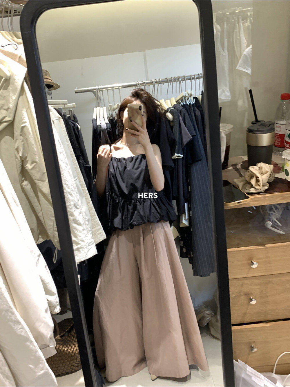 Quần culottes nữ ống rộng cạp cao thun lưng dáng suông phong cách Nhật — Thẻ hồng, màu trắng chi tiết 24